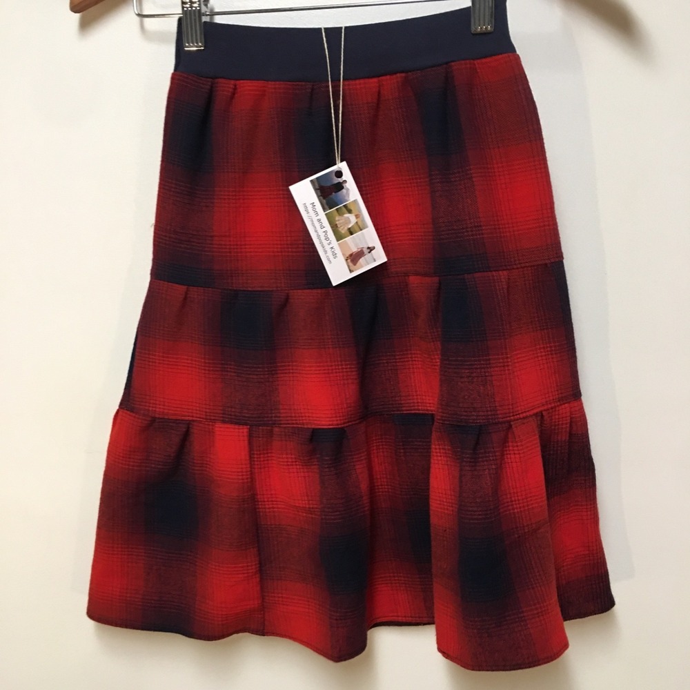 Skirt‎ Flannel Girls 5 Maxi Red Plaid Ruffle Tiered Cotton Mom and Pop's Kids